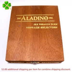 Aladino Elegante Vintage Empty Wood Cigar Box 7.5" x 6.5" x 1.75" - Picture 1 of 13