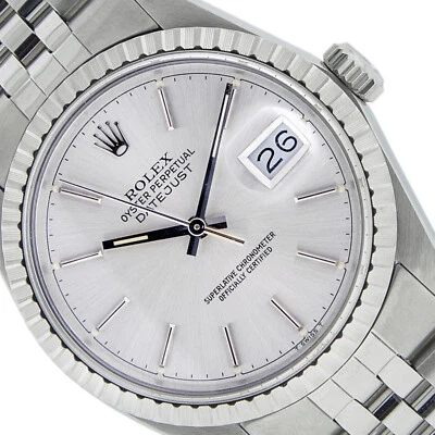 Rolex 36MM Stainless Steel Silver Engine Turn Bezel Jubilee Band Datejust 16030 - Image 1 of 4