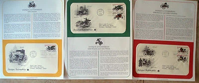 First Day Cover 3 FDC's Stamps # 3019-3023 32 cent ANTIQUE AUTOMOBILES CARS.1995 - Image 1 of 4