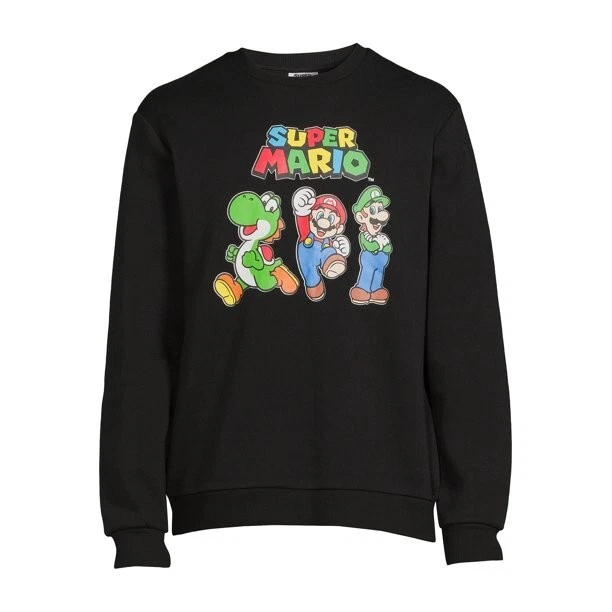 W/Tags Men's Super Mario Nintendo Navy Sweatshirt Luigi Yoshi Bowser Large