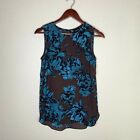 Who What Wear Sleeveless Floral Semi Sheer Keyhole Button Back Top Blouse SZ XS 