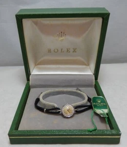 Rolex Ladies 14k White Gold Cocktail Cord Watch With ORIG BOX AND FOIL TAG 1960s - Picture 1 of 10