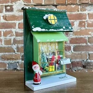 VTG Christmas Diorama Santa In Front Of House Living Room Window Fireplace Tree - Picture 1 of 10
