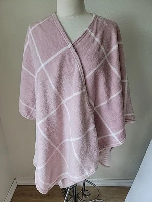 Cuddl Duds Velour Wrap Kimono Chal L/XL Rosa Cuadros Acogedor  Foto 1 de 4