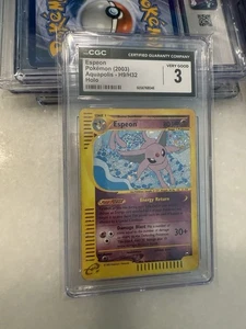 📈 Rare 🔥 CGC 3 Espeon Holo H9/H32 Pokemon 2003 Aquapolis 🌟Pop 3! Eveelution - Picture 1 of 2