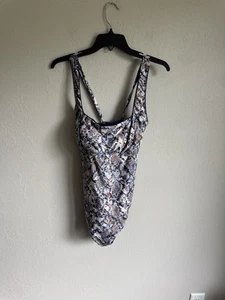 Becca Blue Cream Brown Snakeskin Print One Piece Swimsuit Women’s XL - Picture 1 of 6