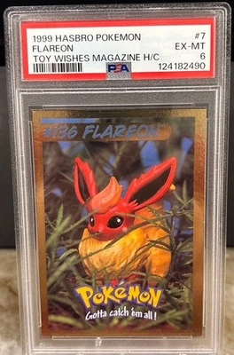 Flareon Pokemon Hasbro Toy Wishes Magazine 1999 #6 Foil Hand Cut PSA 6. POP-8 !! - Image 1 of 2