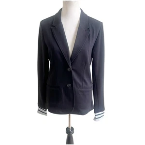 Miller Wendt Softknit Blazer schwarz gestreift Manschette Gr. Medium 2 Knopftaschen - Bild 1 von 10