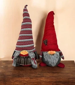30" Red Fabric Christmas Sitting Gnome Tabletop Sculpture - Picture 1 of 5