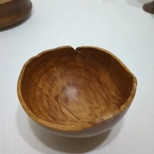 Vtg Maple Burl Wood Turned Bowl Artist Signed 3.75"x 3.5"x 2.25" Sealed Cracked - Picture 1 of 9