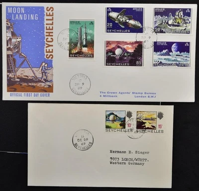 SEYCHELLES 1969 SPACE, x2 nice Covers/FDC, Apollo,Rocket,Moon - Image 1 of 2