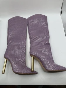 SCHUTZ Maryana Pin Heel Lavender Python Print Patent Leather Boot Women Sz 8.5B - Picture 1 of 8