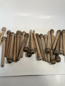 Wood Bobbins Wood Quills Vintage Factory Reclaimed Industrial 7 3/8", lot of 30 - Picture 1 of 5
