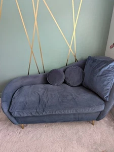 Made.com Kooper Left Hand Facing Chaise Longue Sapphire Blue Velvet Sofa - Picture 1 of 1