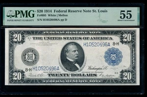 AC Fr 995 1914 $20 Saint Louis FRN PMG 55 White/Mellon - Picture 1 of 2