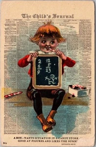 Postal de cómic de periódico de la década de 1910 "Un niño - quiere situación en una tienda de dulces" *Daños - Imagen 1 de 2