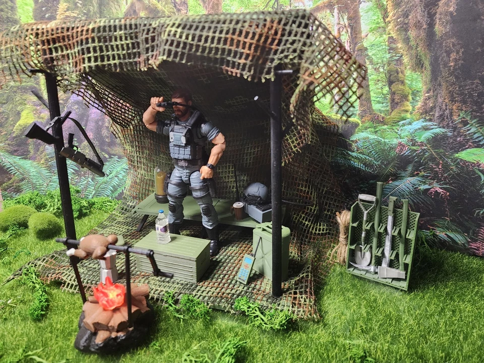 Juego Jungle Bivouac impreso en 3D para escala 1/12. Para G.I. JOE MARVEL LEGEND Foto 1 de 4