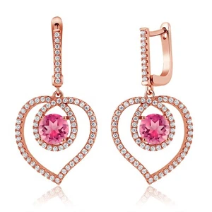 5.40 Ct Round Pink Mystic Topaz 18K Rose Gold Plated Silver Earrings - Picture 1 of 2