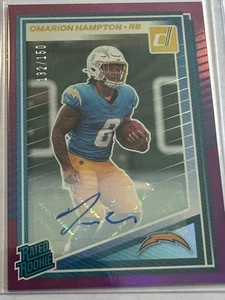 OMARION HAMPTON Bewertung Rookie Auto - 2025 Donruss No.33 - Lila /150 - Ladegeräte - Bild 1 von 2