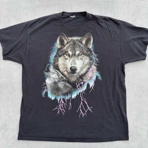 Camicia grafica lupo uomo XL natura animale ululante fulmine - Foto 1 di 16