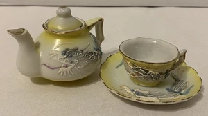 VTG Miniature Japan Dragonware Teapot Cup & Saucer Set - Picture 1 of 10