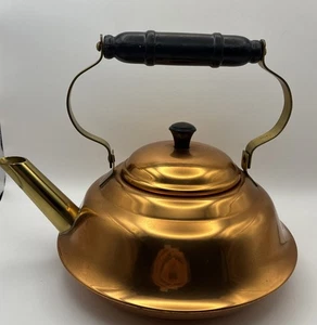 Vtg Coppercraft Guild Teapot With Wooden Handle - Picture 1 of 14