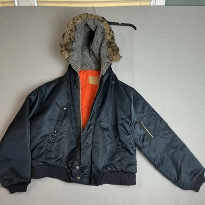 Parka ártica azul marino tipo vuelo años 60 de colección con capucha corta L LEER Foto 1 de 4