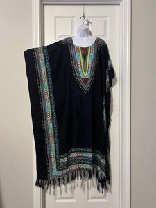 Sant’e Classics Navy Blue African Print Casual Lounge Dress Sz One Size - Picture 1 of 8