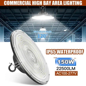 LED High Bay Lights 150W UFO Commercial Light Fixture for Workshop Barn Factory - Picture 1 of 13