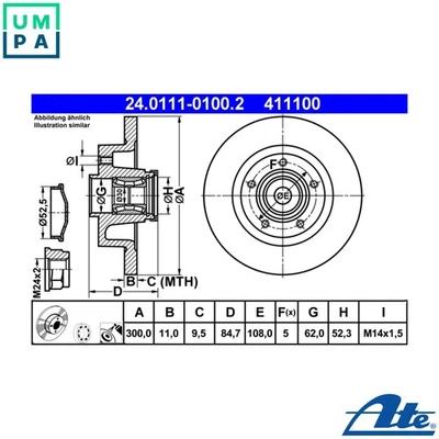 2x BRAKE DISC 24.0111-0100.2 FOR RENAULT ESPACE/IV/Mk VEL/SATIS M9R763 2.0L 6cyl - Image 1 of 4