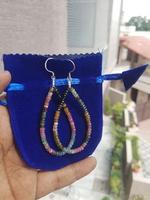 Orecchini pendenti multi tormalina in argento sterling 925 gioielli regalo ju7 - Immagine 1 di 4