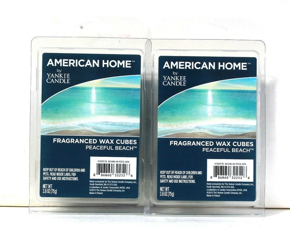 2 paquetes de velas American Home by Yankee de 2,6 OZ playa pacífica 6 cubos de cera Foto 1 de 1