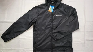 NEW COLUMBIA MEN'S CENTER RIDGE II WINDBREAKER BLACK HOODED JACKET SIZE M - Picture 1 of 4