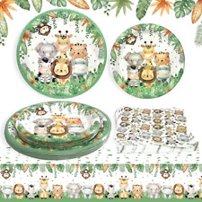 Jungle Safari Baby Shower Decorations Boy Plates Napkins and Tablecloth Set Serv