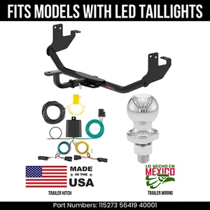 For 17-22 Chevy Trax Trailer Hitch 4 Pin Wire 178" Ball Fit w/ LED Tail Curt 2K - Picture 1 of 20