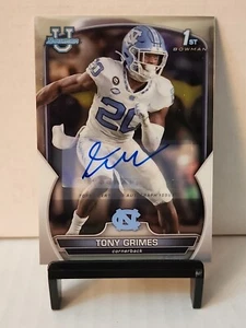 TONY GRIMES RC Auto 🖊 2022 Bowman U Chrome 1st Bowman SP North Carolina - Picture 1 of 2