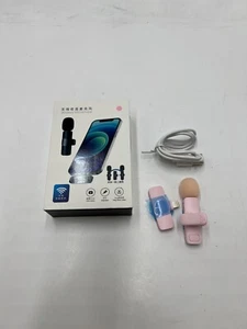 (QTY 2) Lavalier Pink Clip-On Microphone Wireless Mini Mic for iPhone No App Req - Picture 1 of 7
