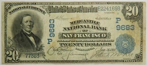 San Francisco, CA-$20 1902 Dated Back Fr.645 Mercantile NB Ch#(P)9683 LM-9 - Picture 1 of 2