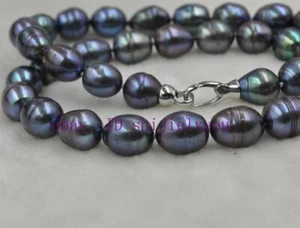 length 18inch black 11-12mm freshwater pearl necklace - Picture 1 of 4