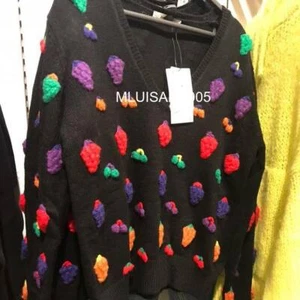ZARA GEHÄKELTER OBST SCHWARZER PULLOVER GRÖSSE S REF.0021/105 - Bild 1 von 3