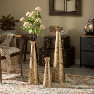New Brushed Paint Unique Straight Design Metal Floor Vase - Picture 1 of 11
