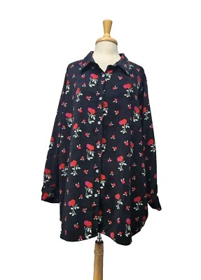 Top Mainstreet Azul Floral Para Mujer Manga Larga Con Botones Talla Grande 2X Foto 1 de 4