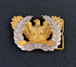 US Militär Armee Haftbefehl Offizier Adler aufsteigend silber & goldfarbene Gßrtelschnalle - Bild 1 von 5