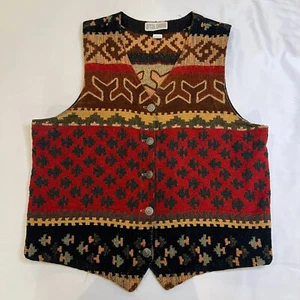 Vintage Gotcha Covered Tapestry Vest Womens Lg Aztec Cottage Core Geometric USA - Picture 1 of 8