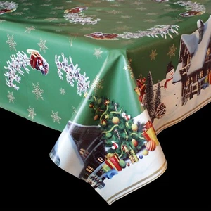 Wachstuch abwaschbare Tischdecke Meterware Eckig Weihnacht 134-C Grün - Bild 1 von 1