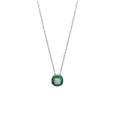 collana punto luce donna argento zirconi bianchi verde 4you regalo gioiello - Immagine 1 di 3
