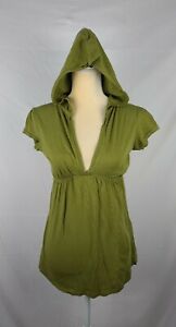 Zara TRF Women's Green Hooded Short Sleeve Top sz S