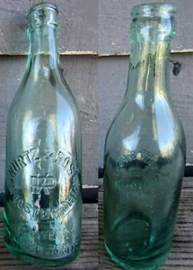 OLD KURTZ & POST WOOSTER EMBOSSED GREEN TINT BOTTLE - Picture 1 of 2