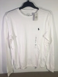 Camiseta top polo blanca de manga larga Ralph Lauren para hombre talla mediana - Imagen 1 de 4