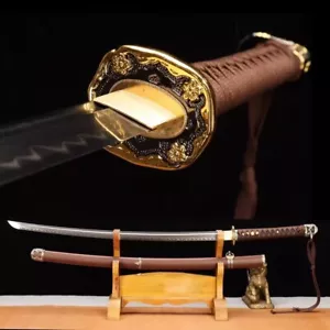 Espada militar de batalla 98 tipo ejército japonés Katana T10 acero arcilla hoja templada - Imagen 1 de 12